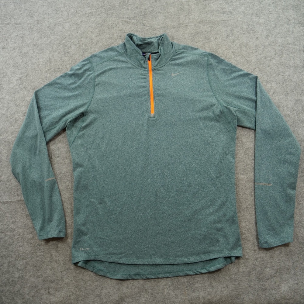 Nike Shirt Top Mens Medium Green Running Element  1/2 Zip Running Dri-Fit